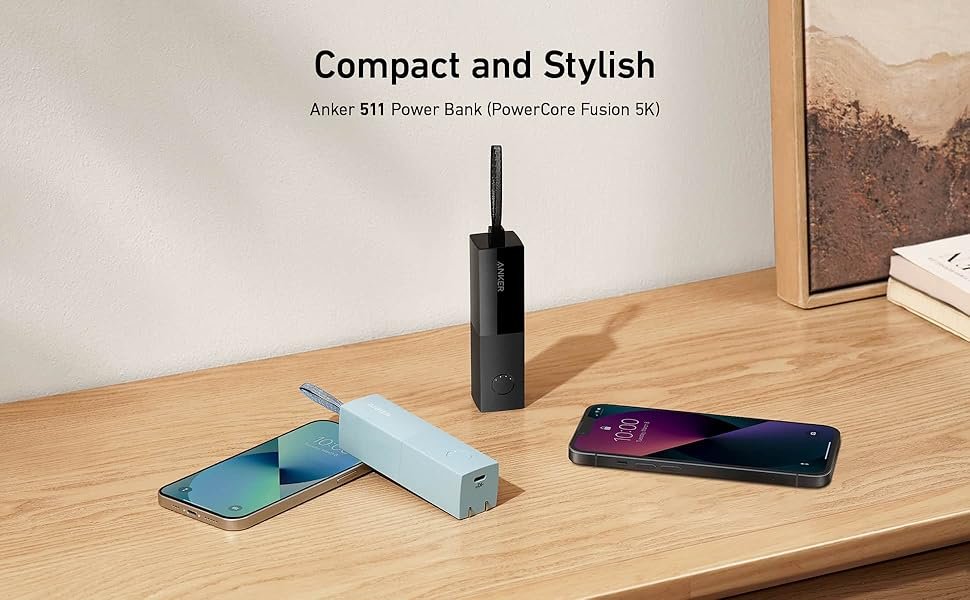 Discover the Anker 511 5k Power Bank (PowerCore Fusion 30W), a compact 5000mAh portable charger with a built-in wall plug. Get blazing-fast 30W charging as a wall adapter and 22.5W as a power bank, perfect for your iPhone, Android, and MacBook Air.